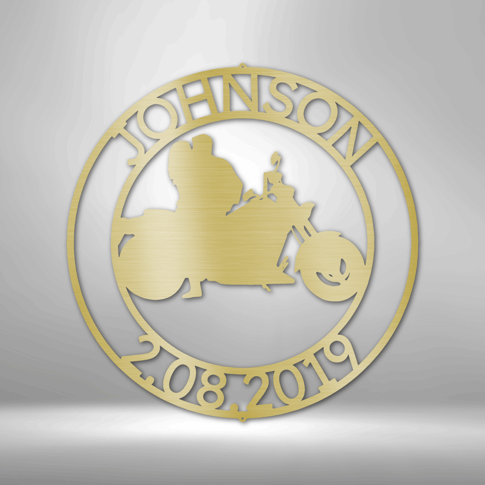 Motorcycle Couple - Personalized Steel Sign - Throttle Society